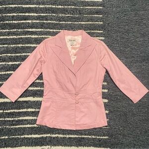 Y2K Doki Geki Pink Cute Blazer Jacket Womens Sz S Korea 2 Button Vintage Artsy